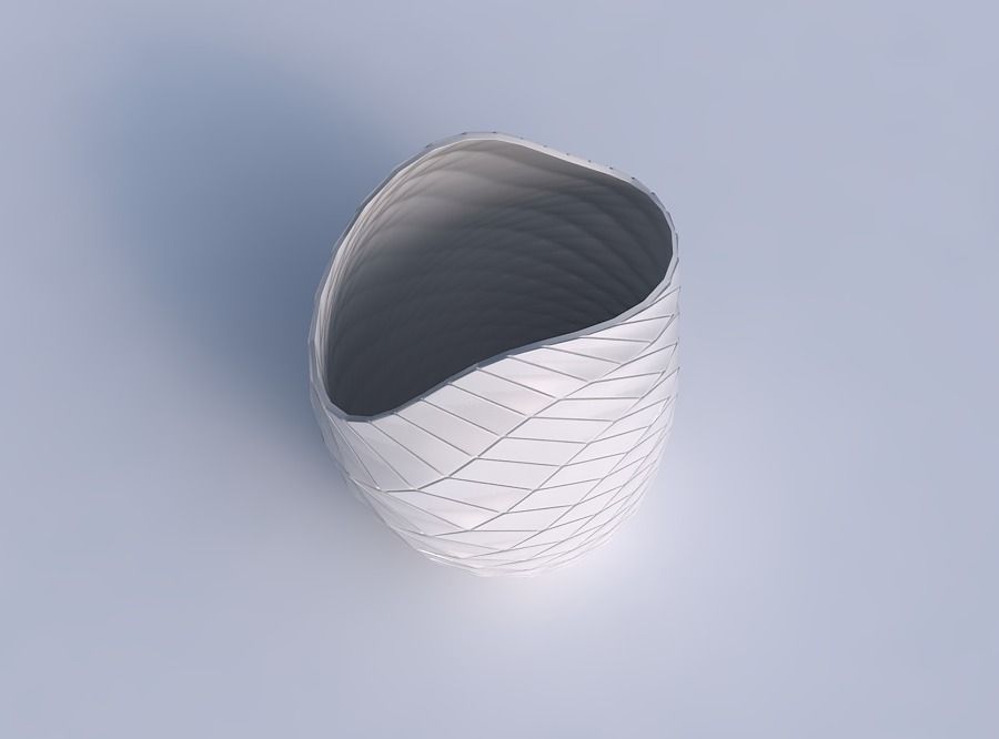 Bowl compressed and twisted with distorted and twisted grid p... 3D print model_1