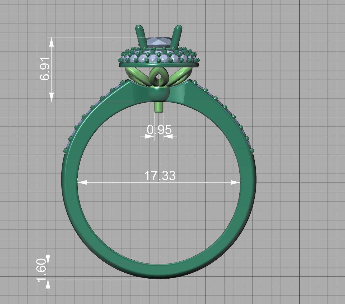 Round Halo Engagement Ring Own design printable 3dmodel  3D print model_12