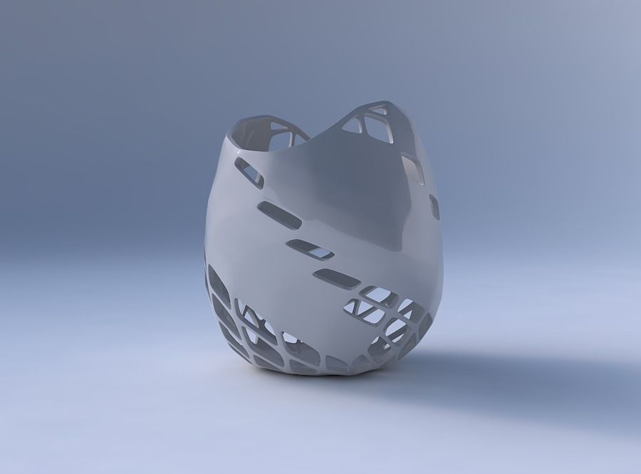 Bowl compressed and twisted with diagonal grid lattice 2 3D print model_4