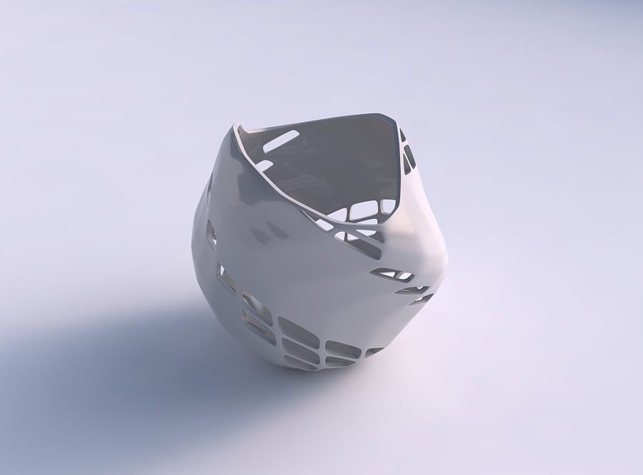 Bowl compressed and twisted with diagonal grid lattice 2 3D print model_0