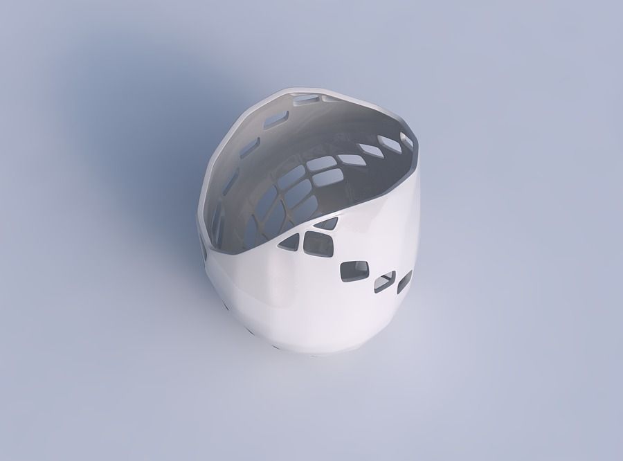 Bowl compressed and twisted with diagonal grid lattice 2 3D print model_1