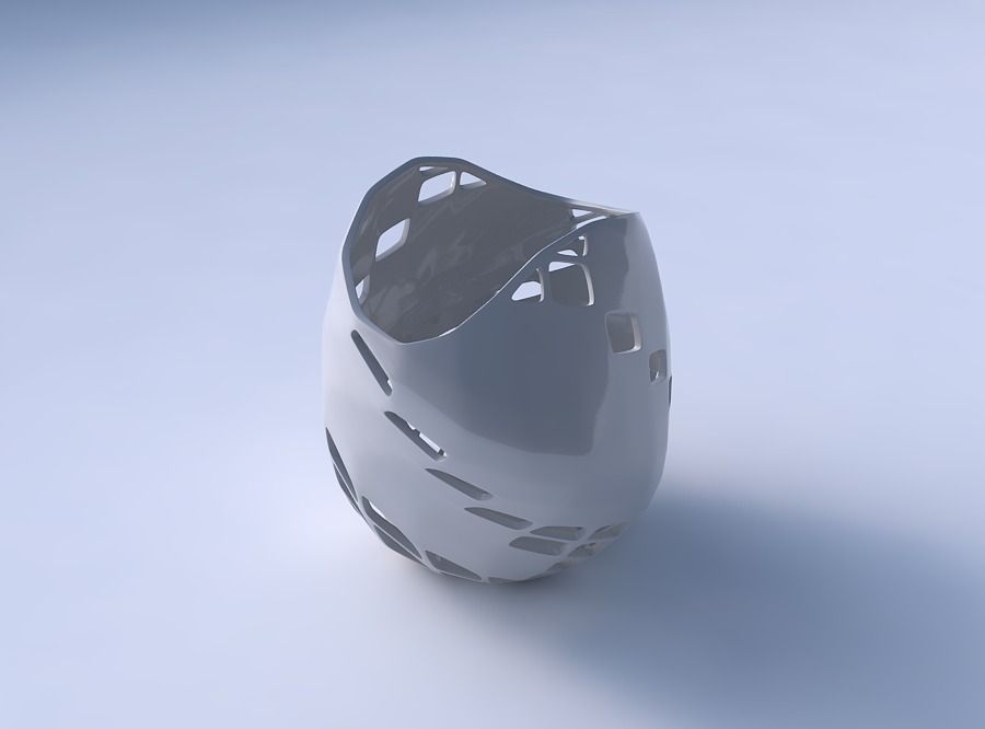 Bowl compressed and twisted with diagonal grid lattice 2 3D print model_3