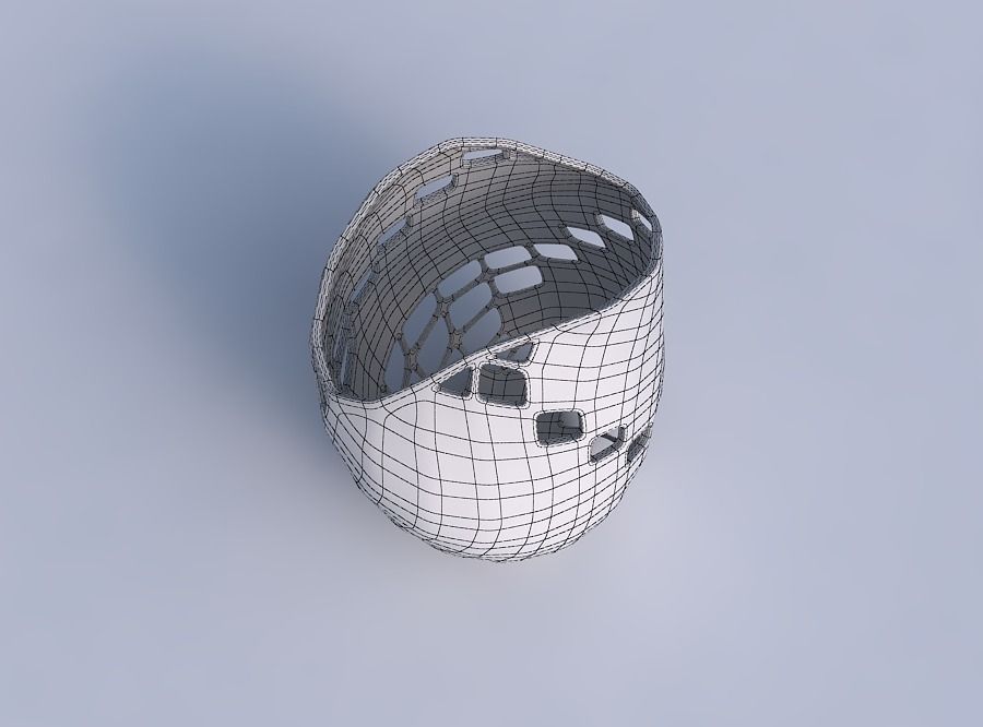Bowl compressed and twisted with diagonal grid lattice 2 3D print model_6