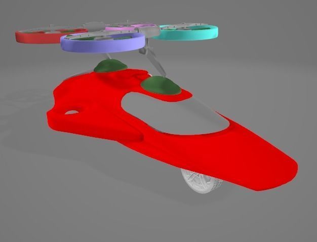 Fly Car Low-poly 3D model_1