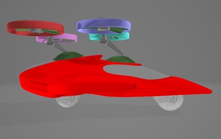Fly Car Low-poly 3D model_2