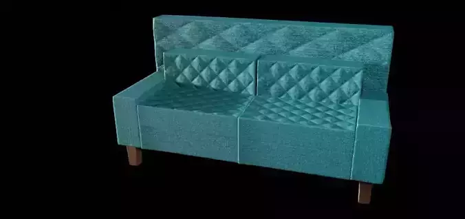 3d Couch teal sofa with two cushions