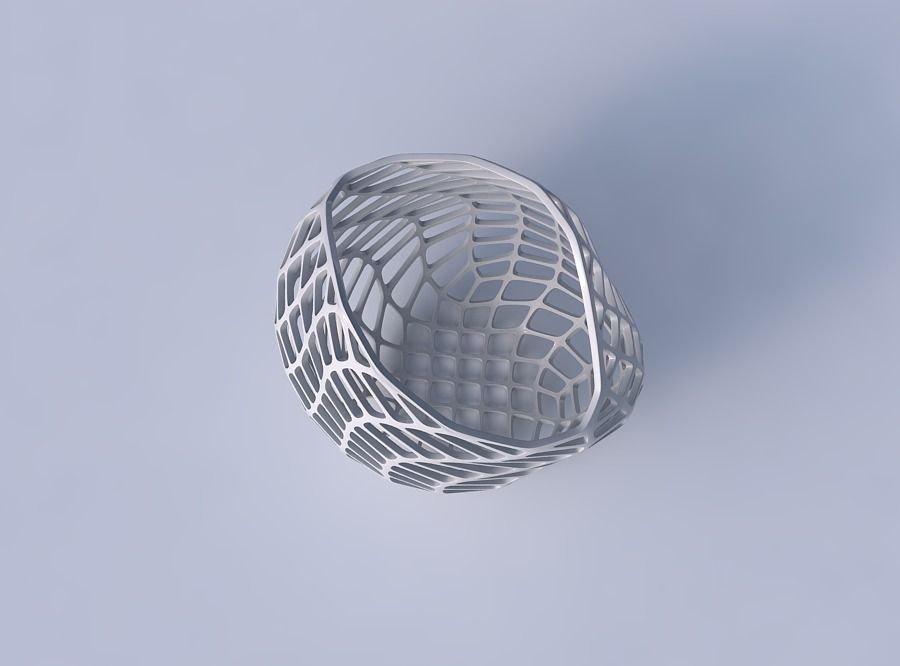 Bowl compressed and twisted with diagonal grid lattice 3D print model_2