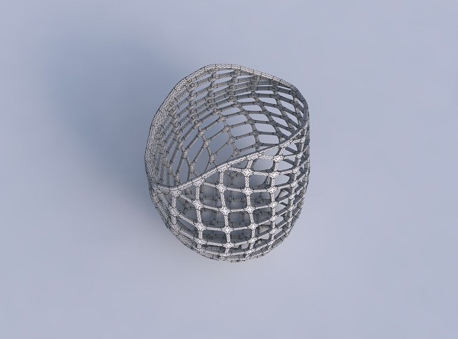 Bowl compressed and twisted with diagonal grid lattice 3D print model_6