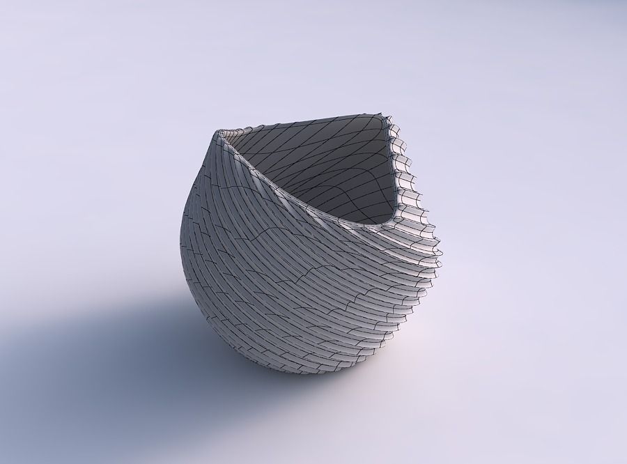 Bowl compressed and twisted with extruded vertical lines 2 3D print model_5