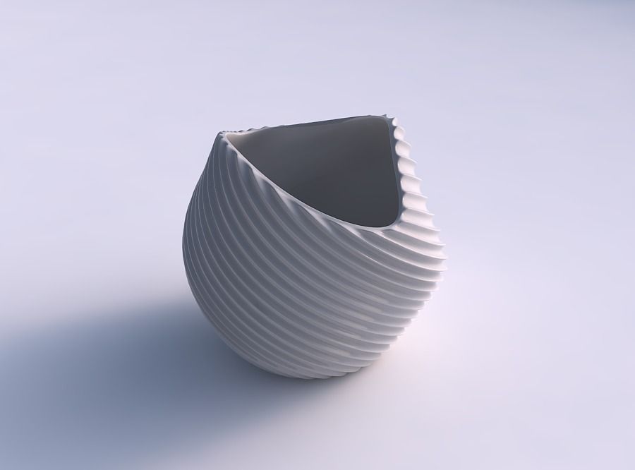 Bowl compressed and twisted with extruded vertical lines 2 3D print model_0