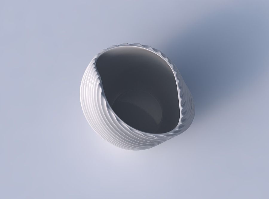 Bowl compressed and twisted with extruded vertical lines 2 3D print model_2