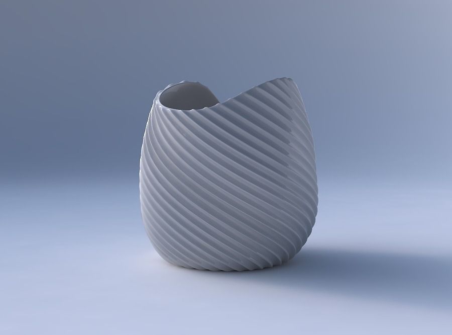 Bowl compressed and twisted with extruded vertical lines 2 3D print model_4