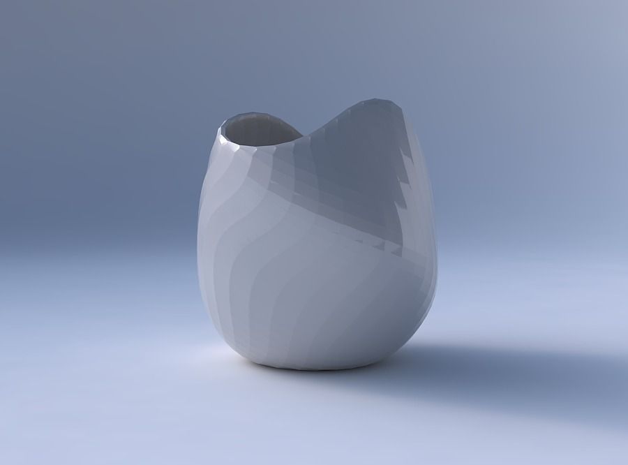 Bowl compressed and twisted with diagonal grid pattern 3D print model_4