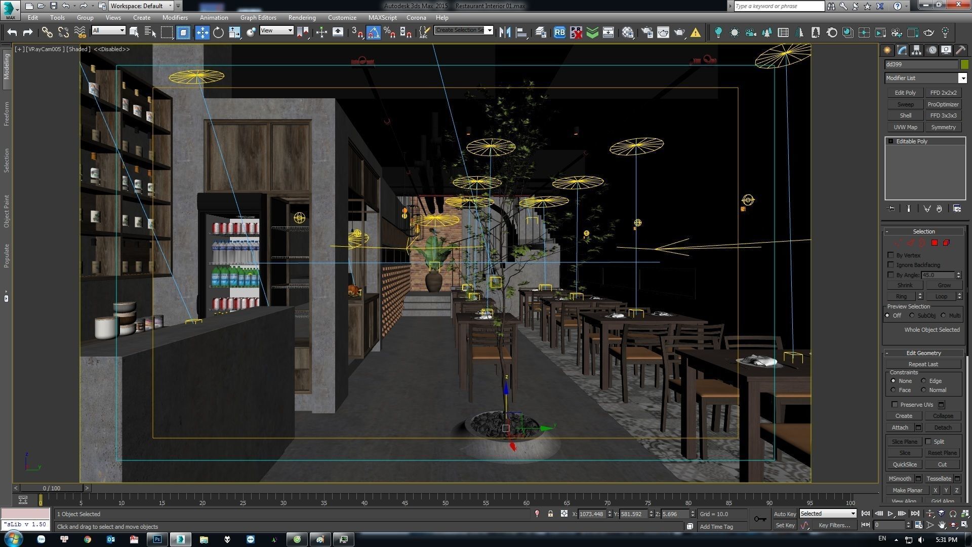 Resraurant Interior 01 3D model_2