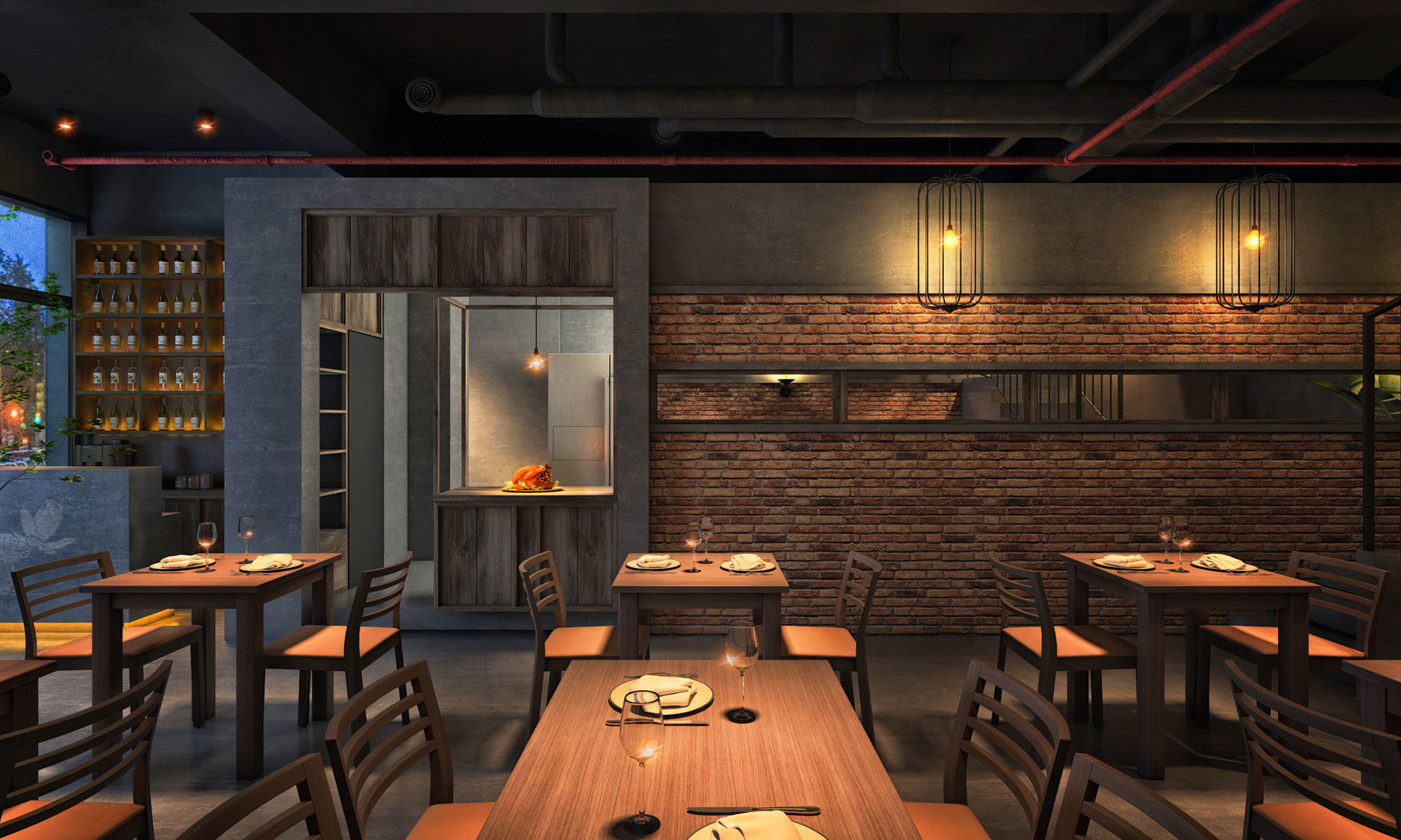 Resraurant Interior 01 3D model_1