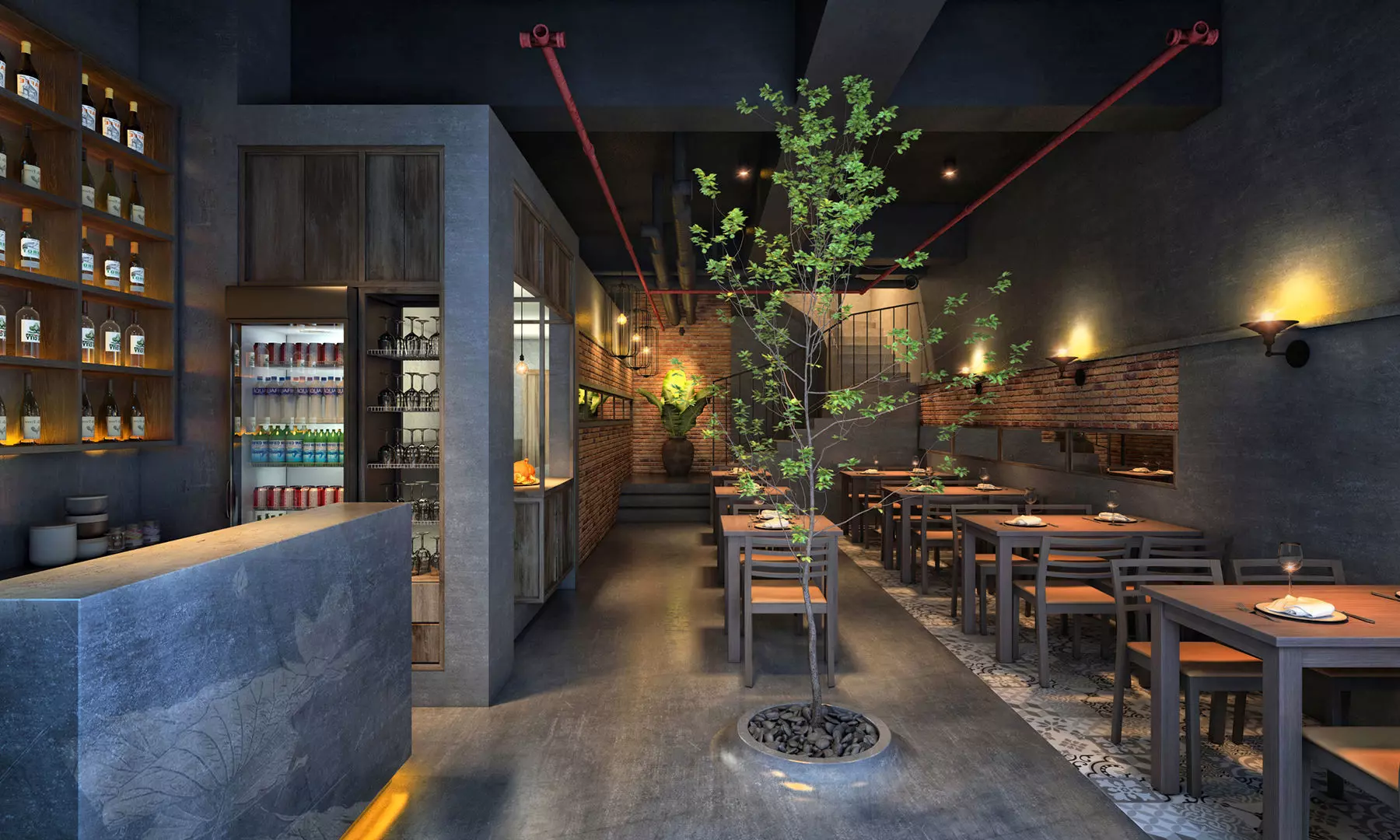 Resraurant Interior 01 3D model_0