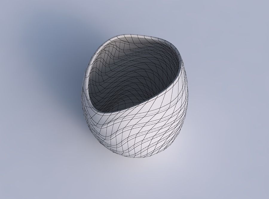 Bowl compressed and twisted with curved horizontal wavy sections 3D print model_6