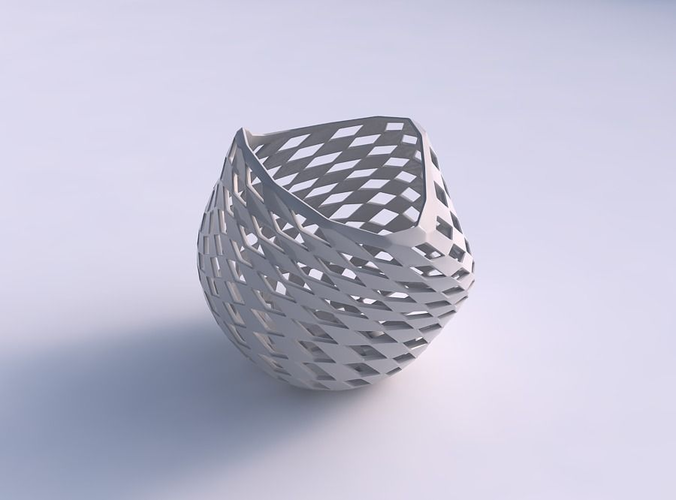 Bowl compressed and twisted with checker grid lattice 3D print model