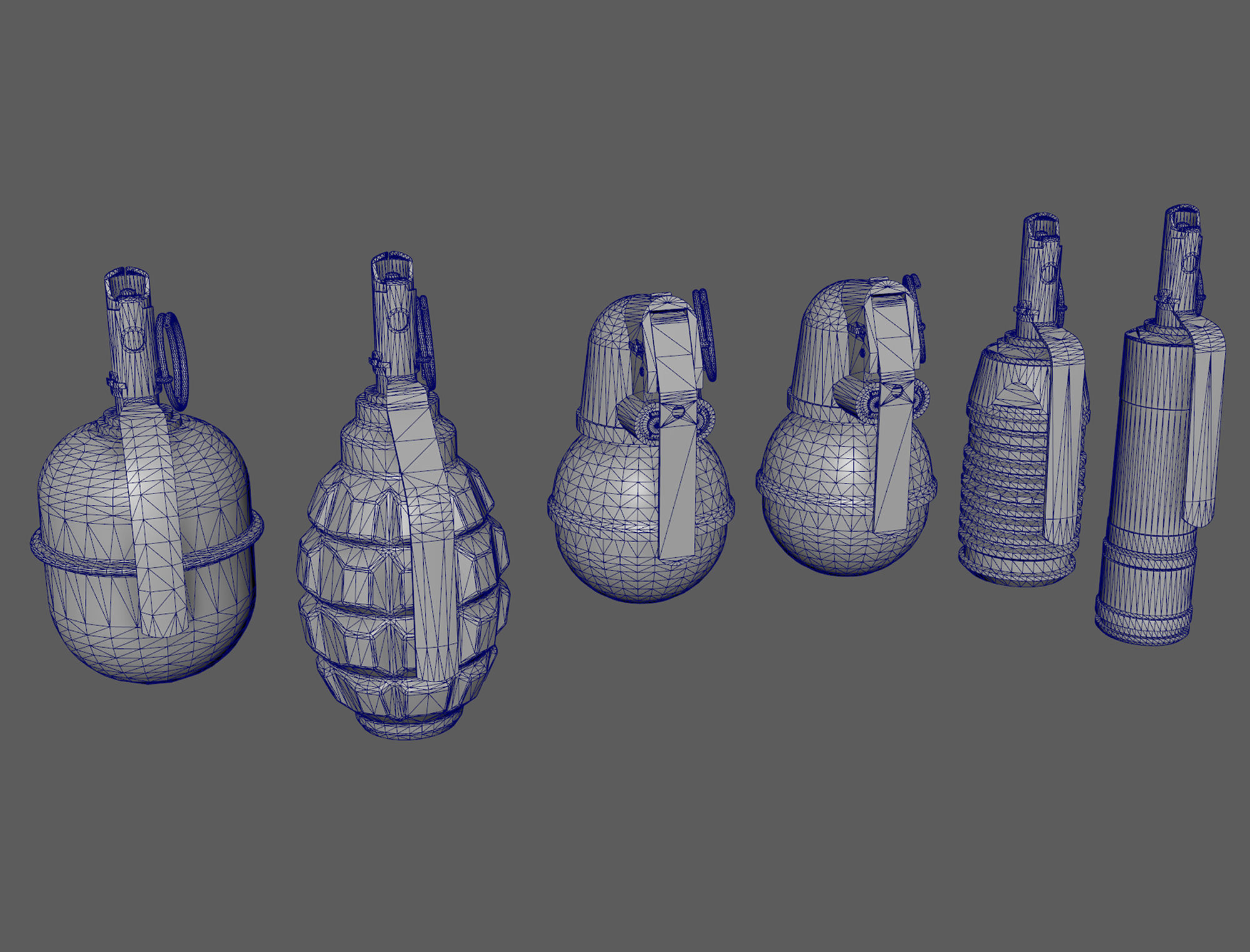 Russian grenades pack  Low-poly 3D model_9