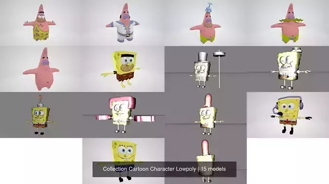 Collection Cartoon Character Lowpoly