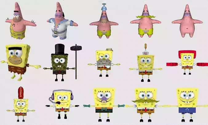 Collection Cartoon Character Lowpoly 