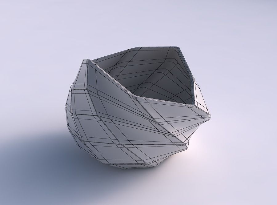 Bowl compressed and twisted with large plates 3D print model_5