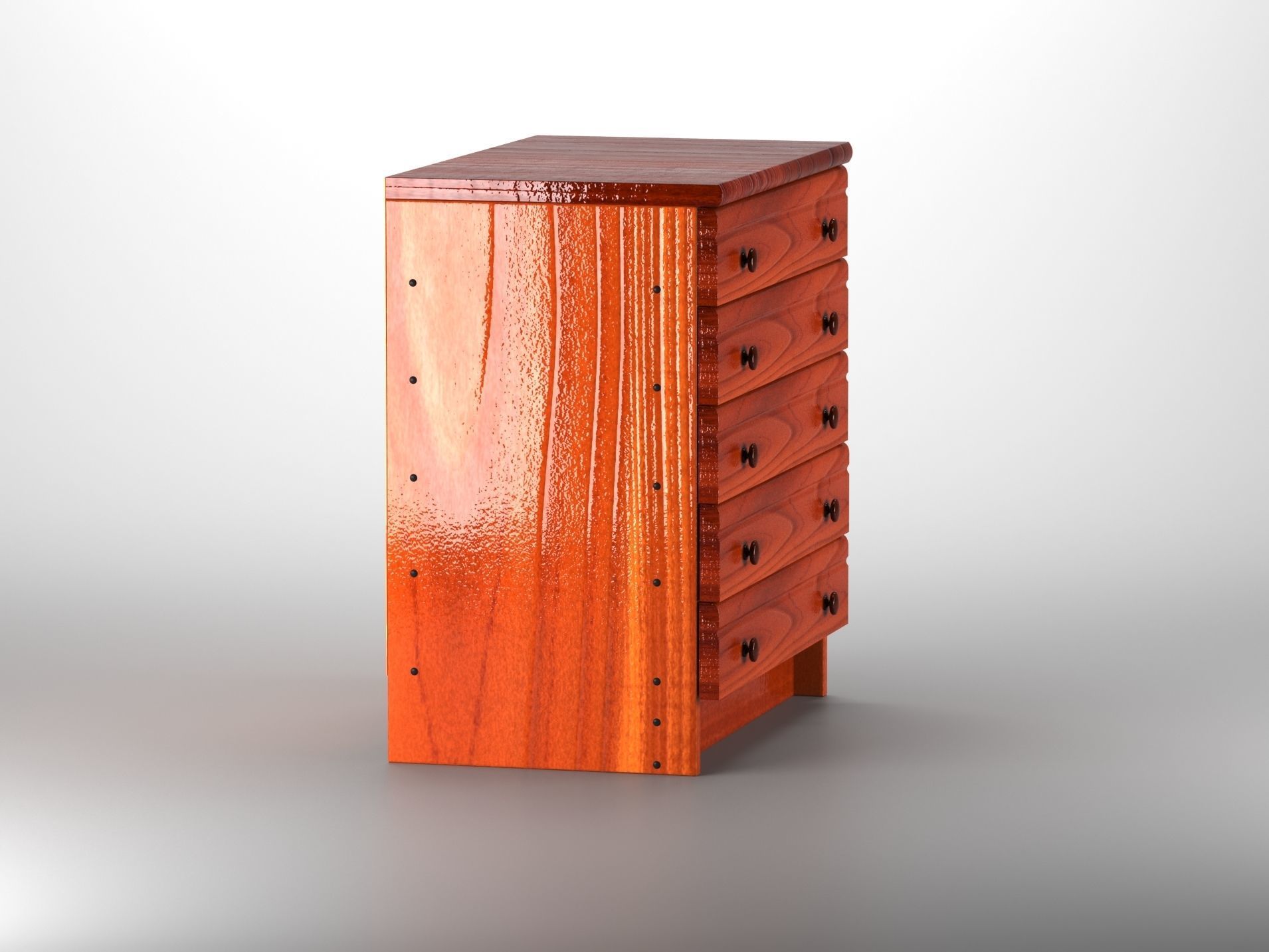Commode wooden chest of drawers 3D model_3