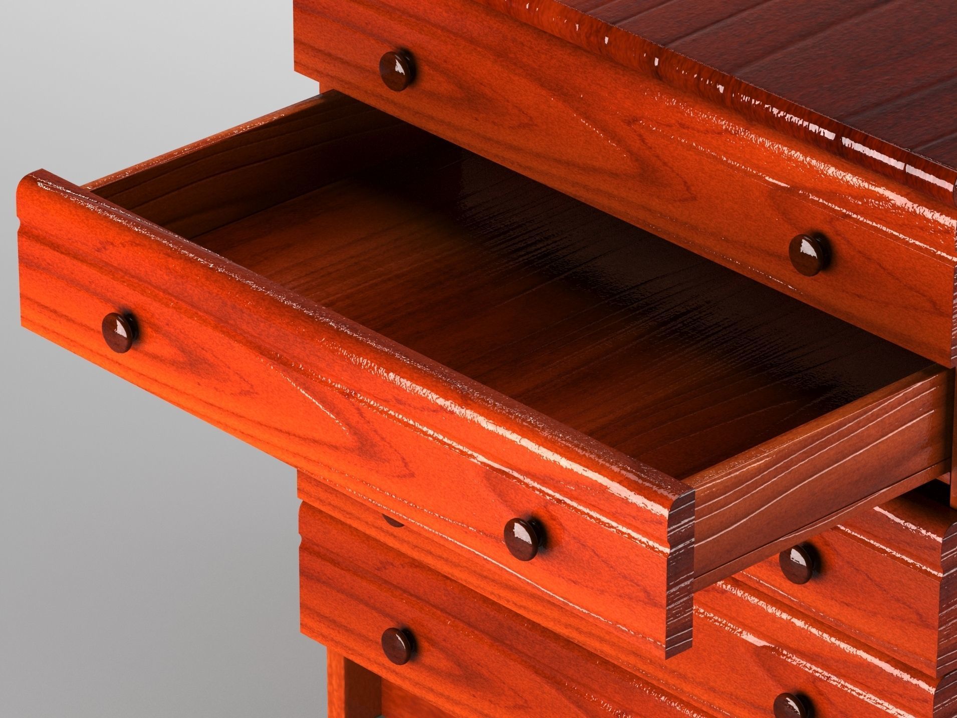 Commode wooden chest of drawers 3D model_9