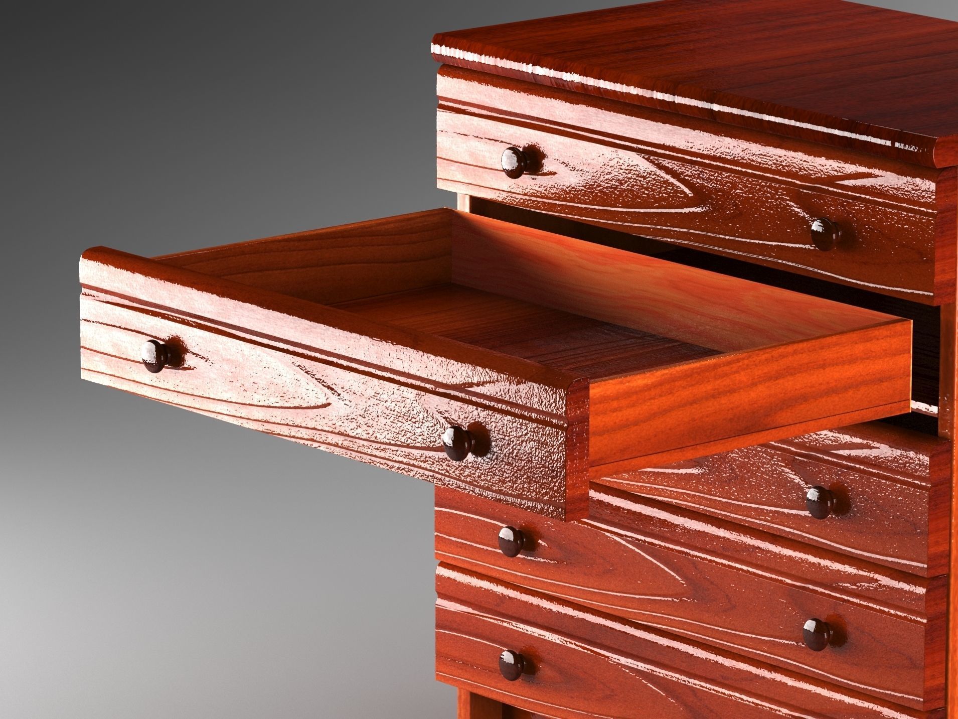 Commode wooden chest of drawers 3D model_12