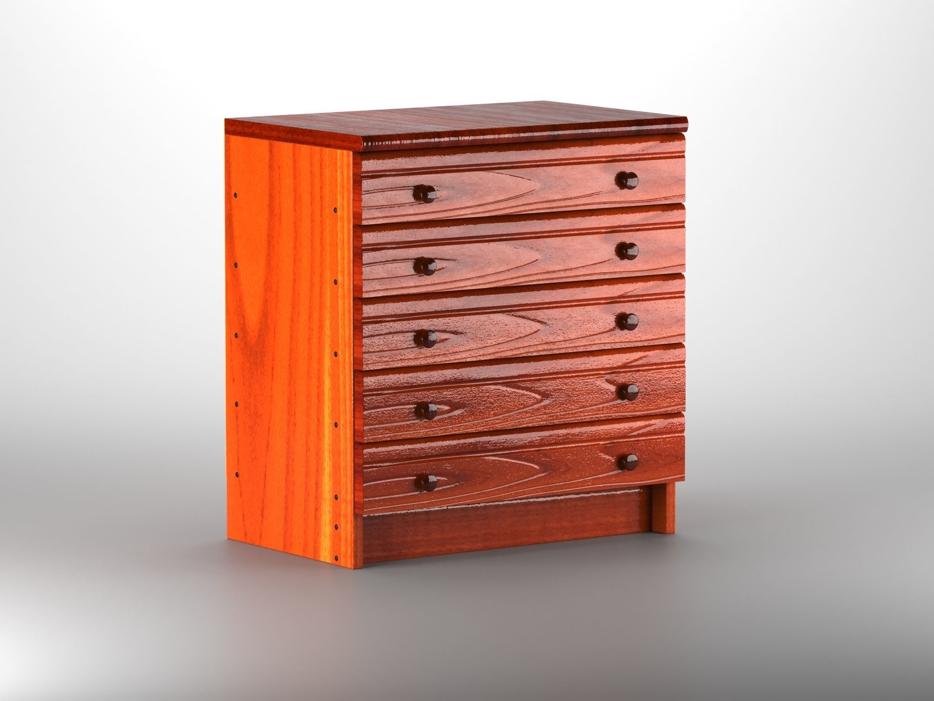 Commode wooden chest of drawers 3D model_2
