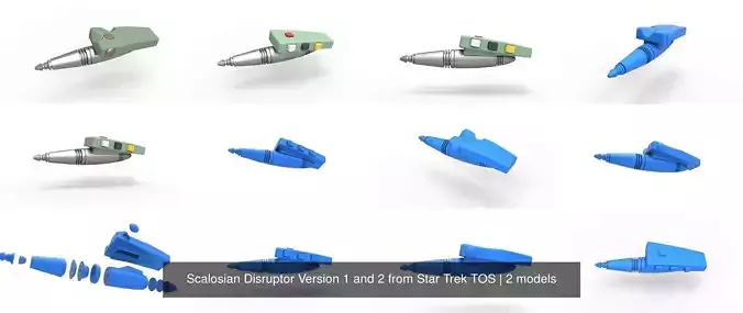 Scalosian Disruptor Version 1 and 2 from Star Trek TOS 3D Model Collection