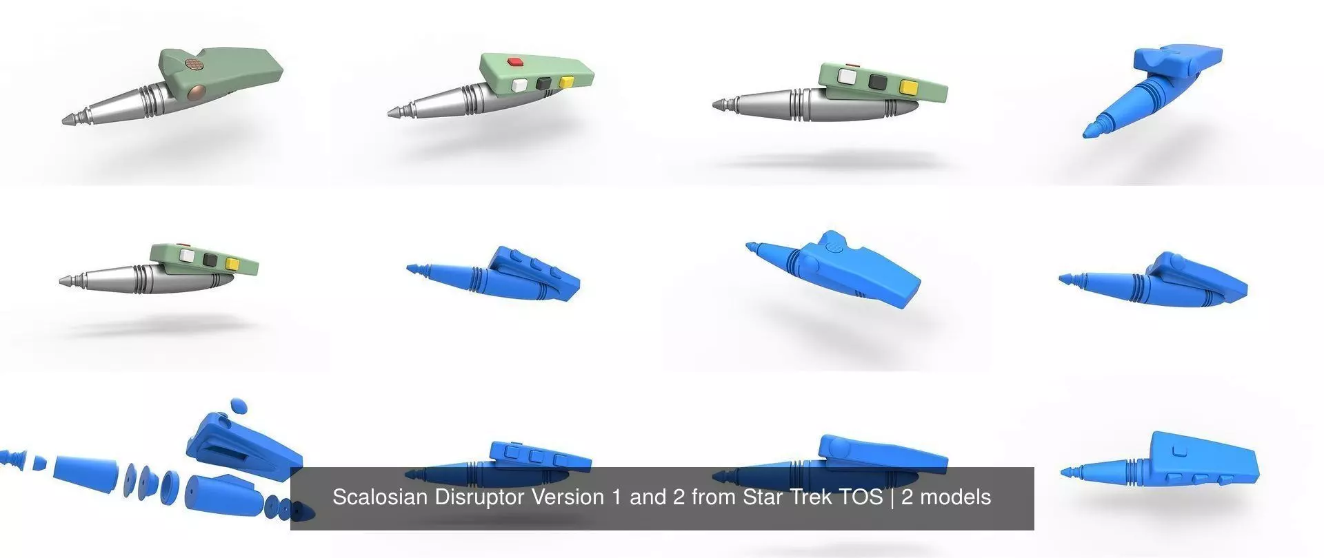 Scalosian Disruptor Version 1 and 2 from Star Trek TOS 3D Model Collection_0
