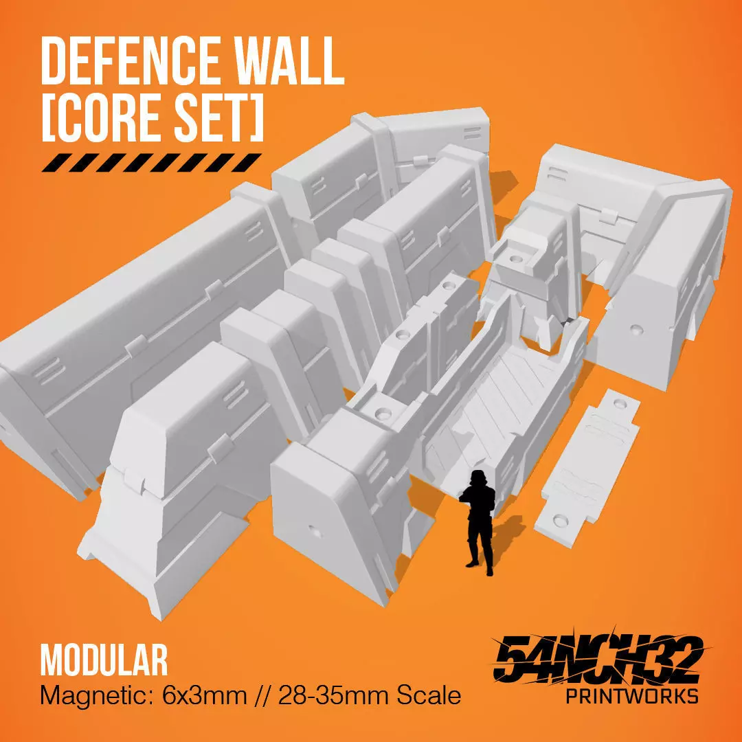 Defence Wall Terrain - Modular - Magnetic 3D print model