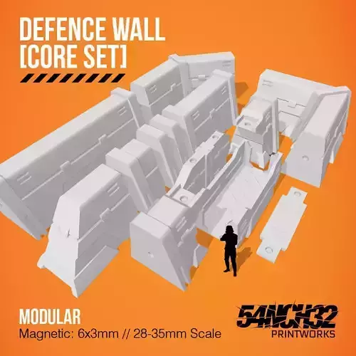 Defence Wall Terrain - Modular - Magnetic  3D print model