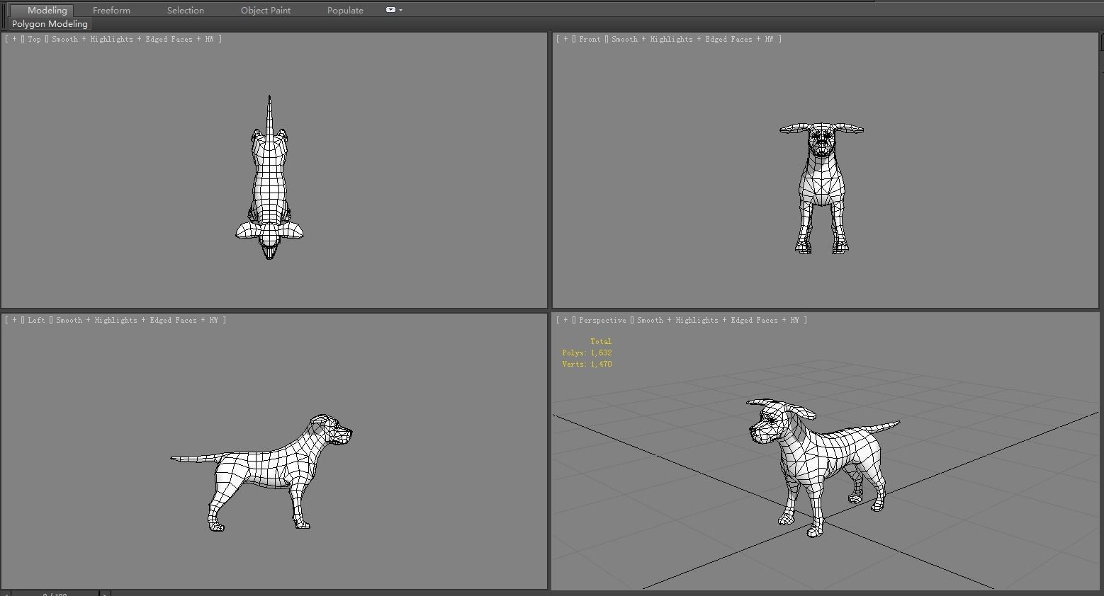 Cartoon beagle - dog Low-poly 3D model_6