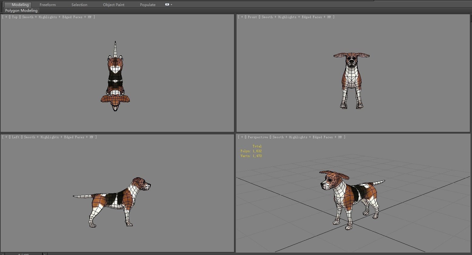 Cartoon beagle - dog Low-poly 3D model_5