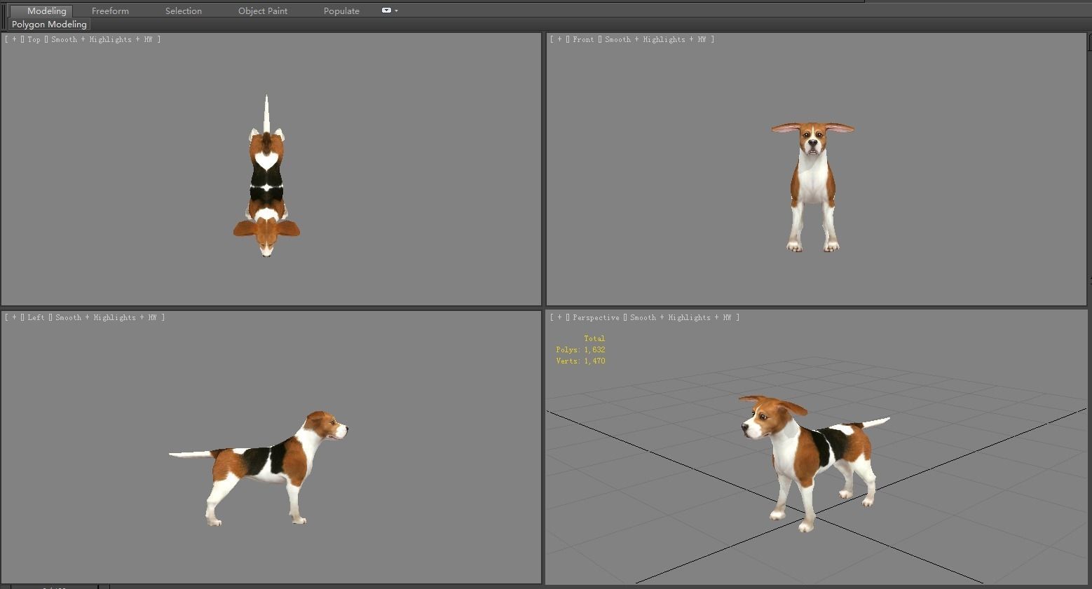 Cartoon beagle - dog Low-poly 3D model_4