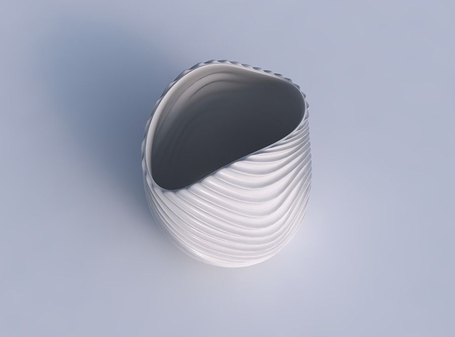 Bowl compressed and twisted with wavy extruded lines 3 3D print model_1