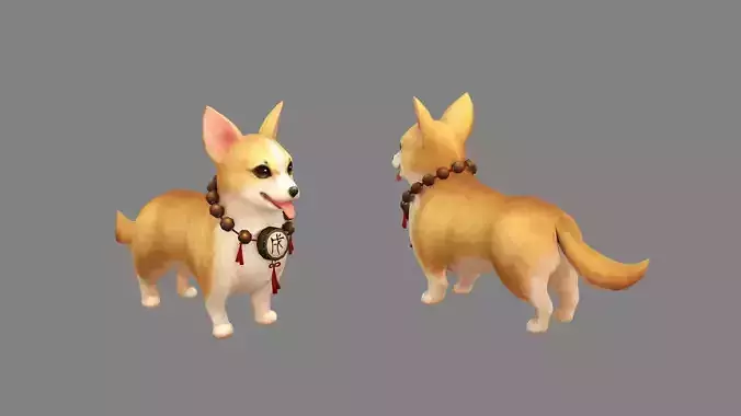 Cartoon Dachshund - Yellow puppy dog