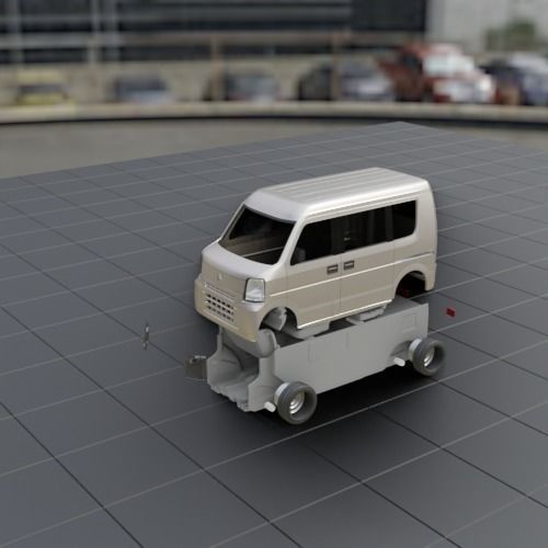 Full model kit - Suzuki Kei Car - Carry Every PC Mini Bus 3D print model_12