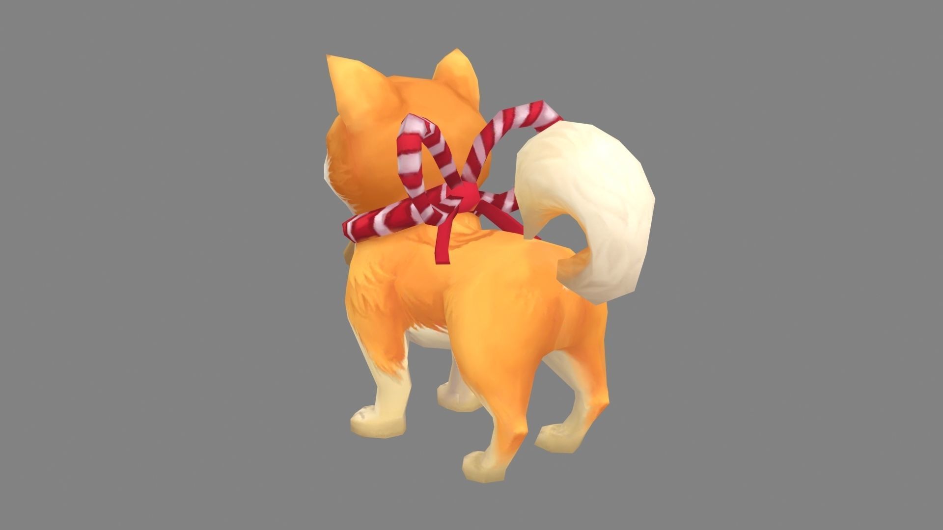 Cartoon Akita Inu - Shiba dog Low-poly 3D model_2