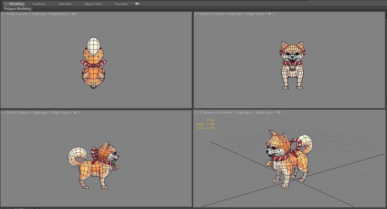 Cartoon Akita Inu - Shiba dog Low-poly 3D model_4