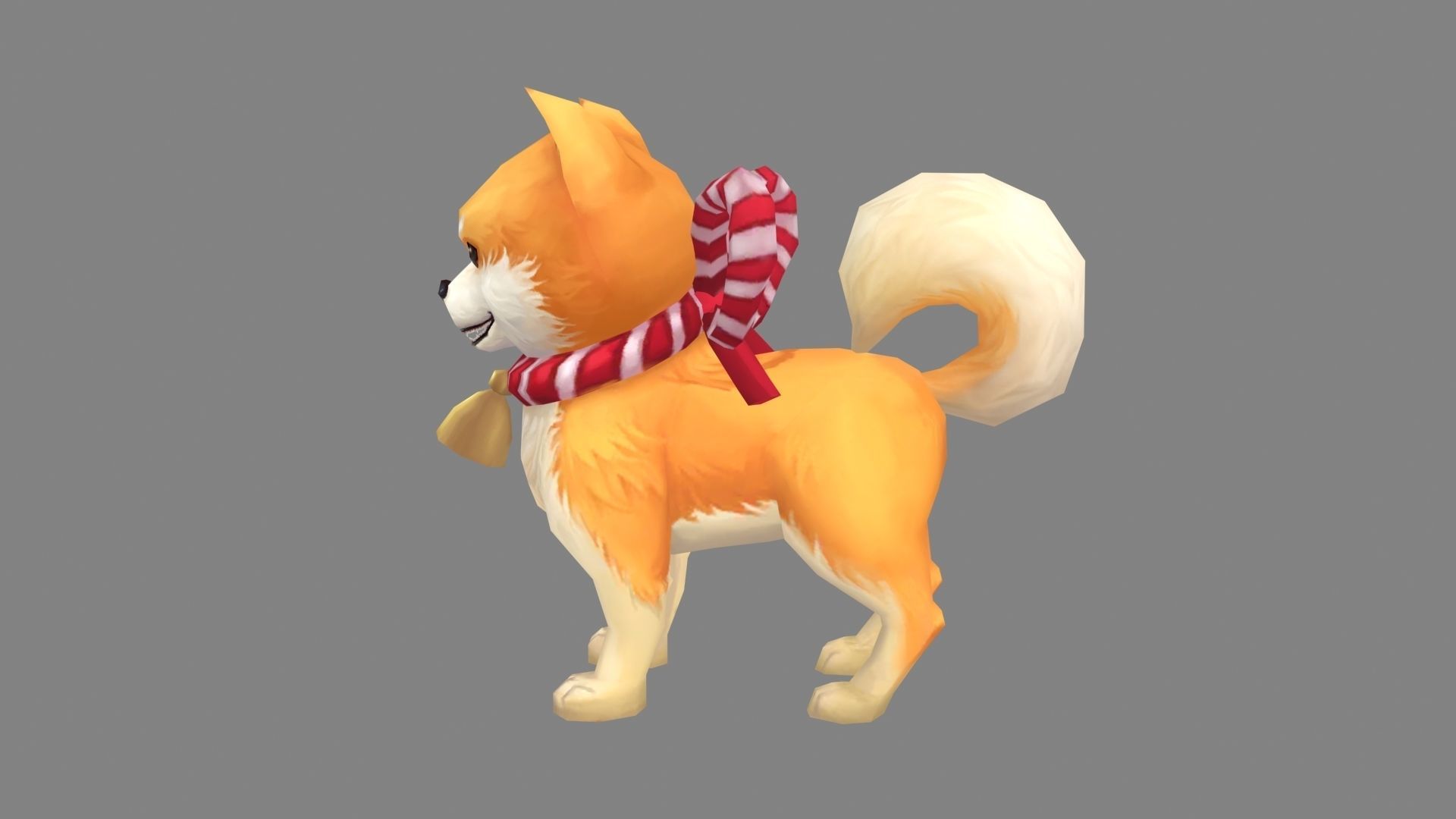 Cartoon Akita Inu - Shiba dog Low-poly 3D model_1