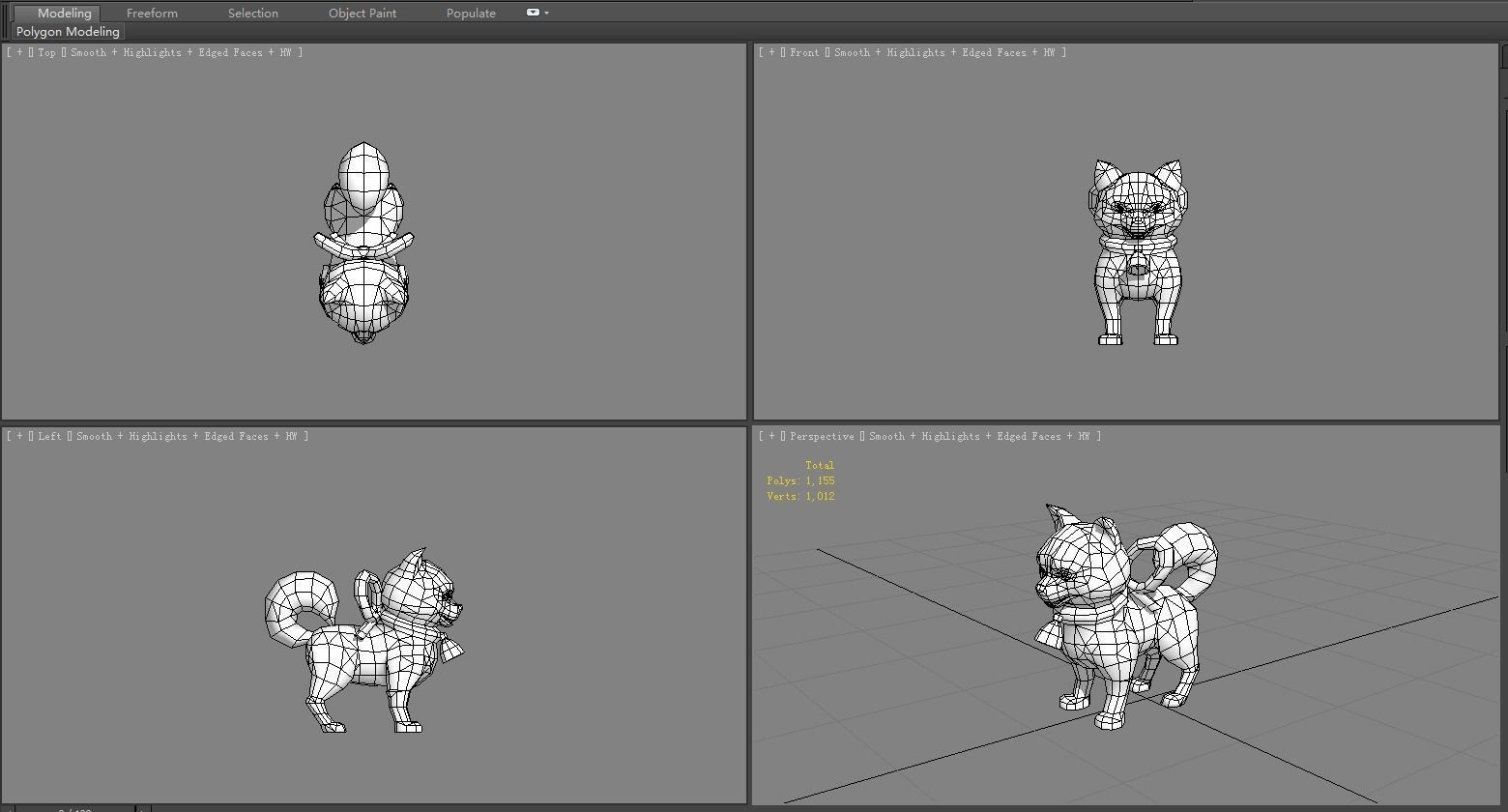 Cartoon Akita Inu - Shiba dog Low-poly 3D model_5