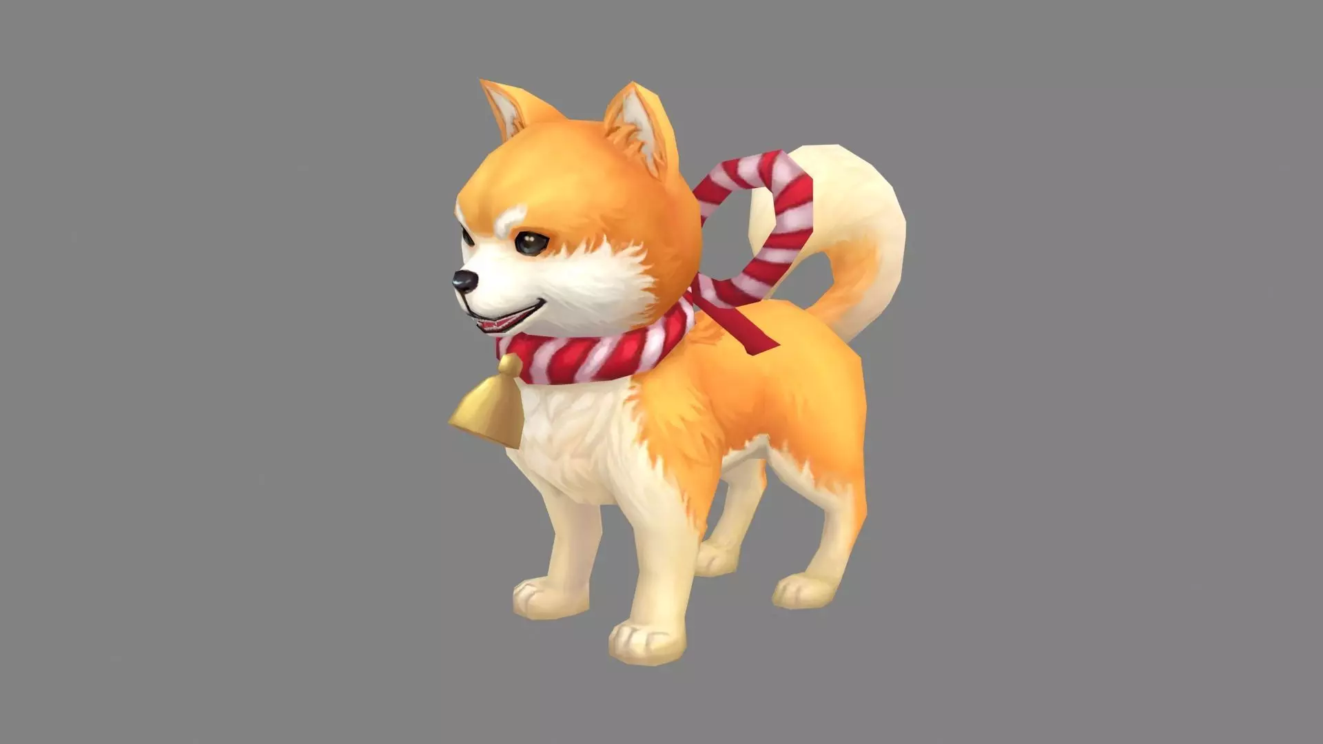 Cartoon Akita Inu - Shiba dog Low-poly 3D model_0