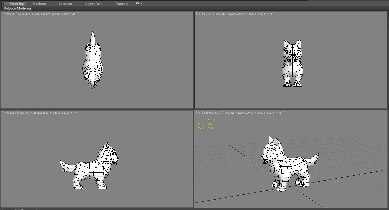 Cartoon husky - puppy dog Low-poly 3D model_6