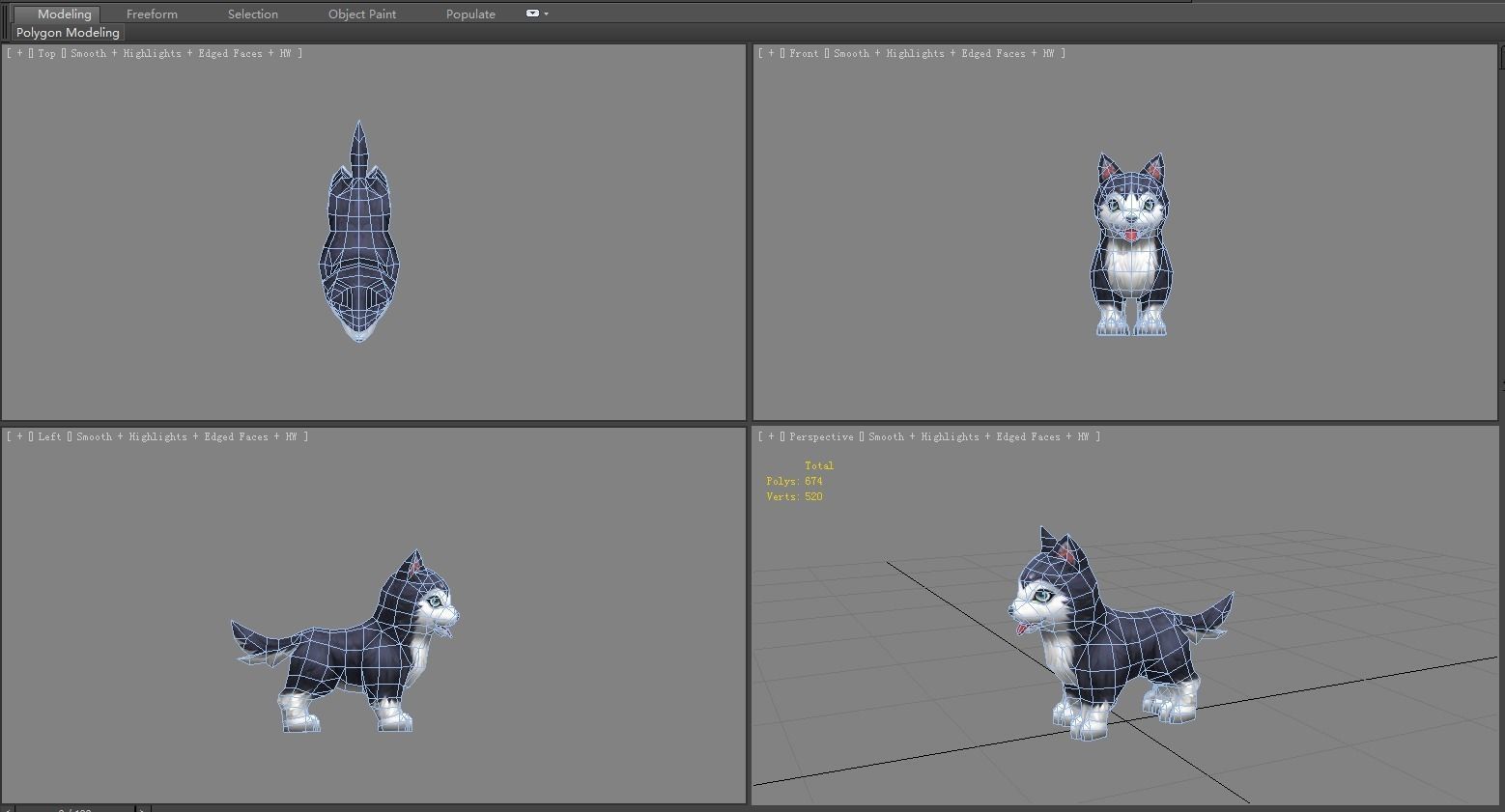 Cartoon husky - puppy dog Low-poly 3D model_5