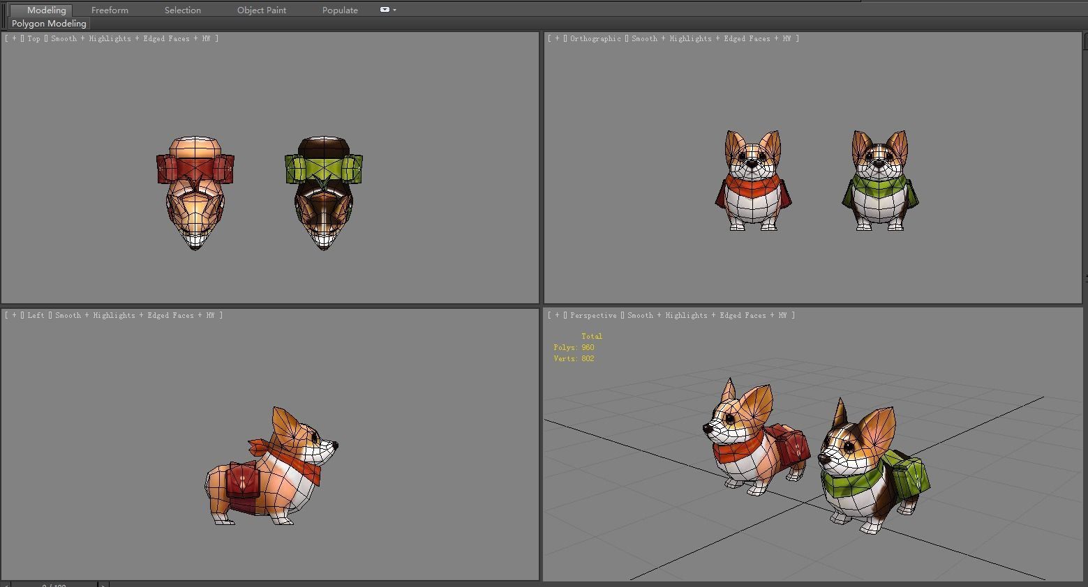 Cartoon corgis - puppy dogs  Low-poly 3D model_5