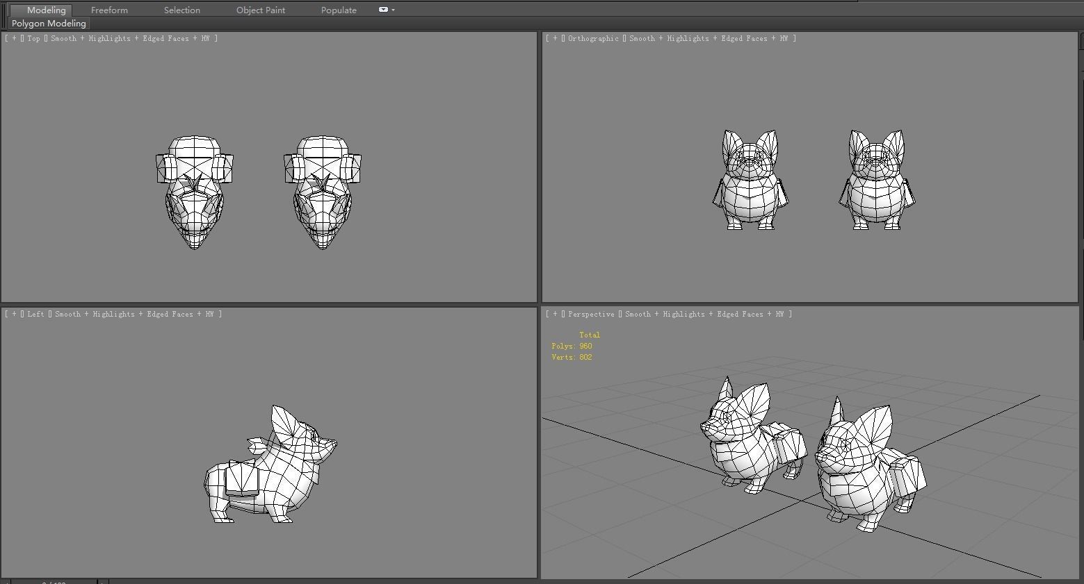Cartoon corgis - puppy dogs  Low-poly 3D model_6