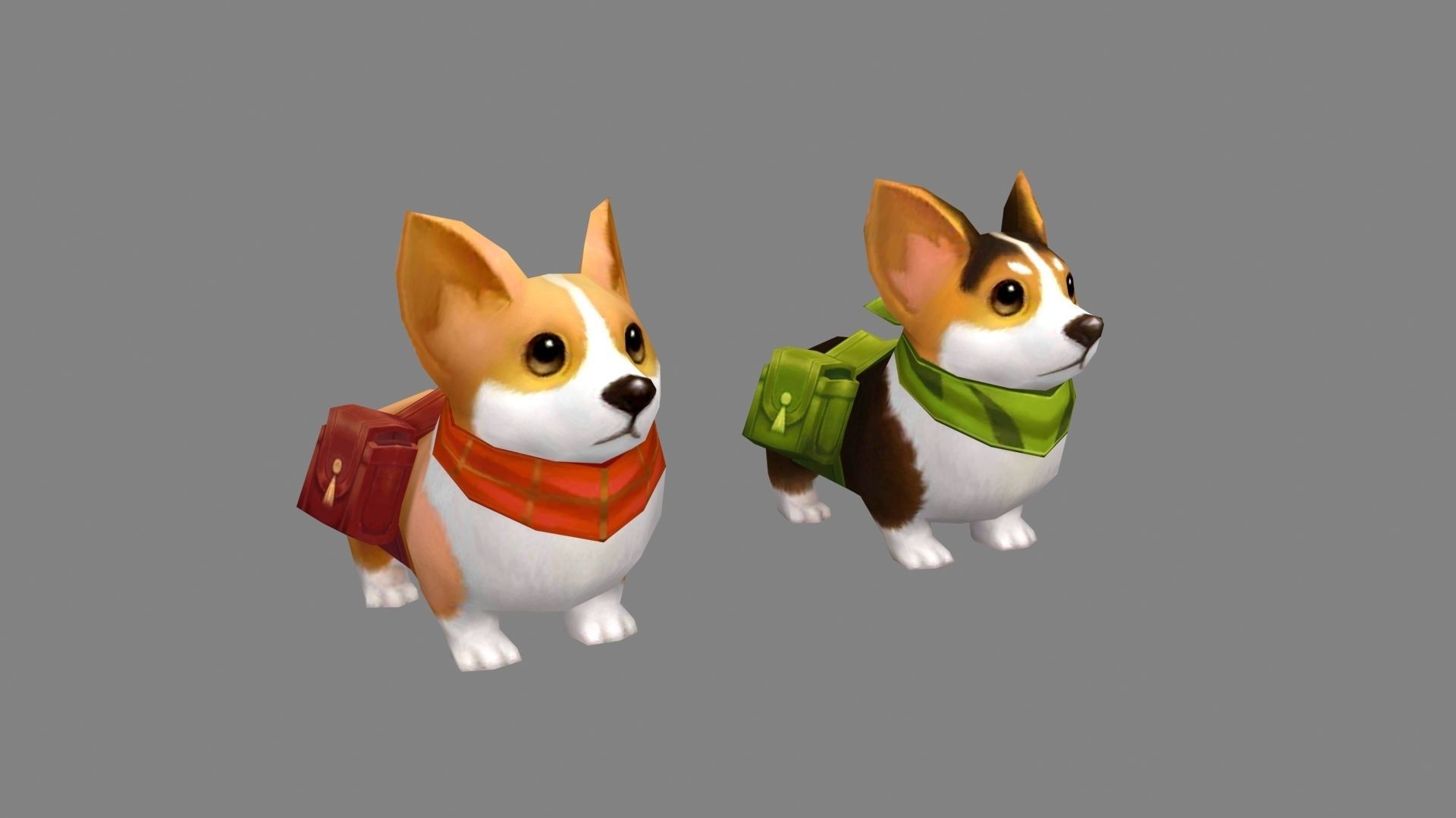 Cartoon corgis - puppy dogs  Low-poly 3D model_3
